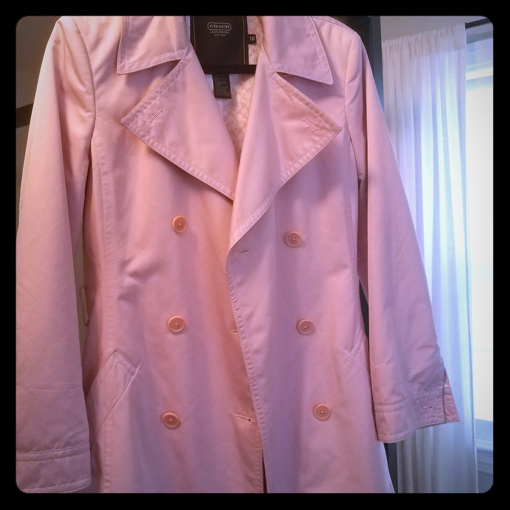 Coach Pastel Pink Double-Breasted Trench Coat